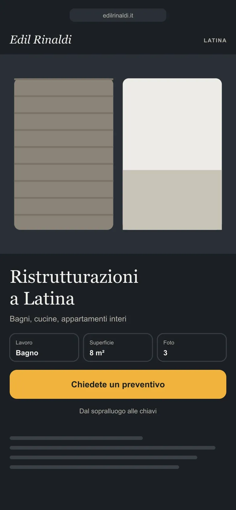 Edil Rinaldi: il sito nuovo visto dal telefono